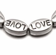 Perler - mellemperle. "Love". Tibetansk sølv. 10 mm